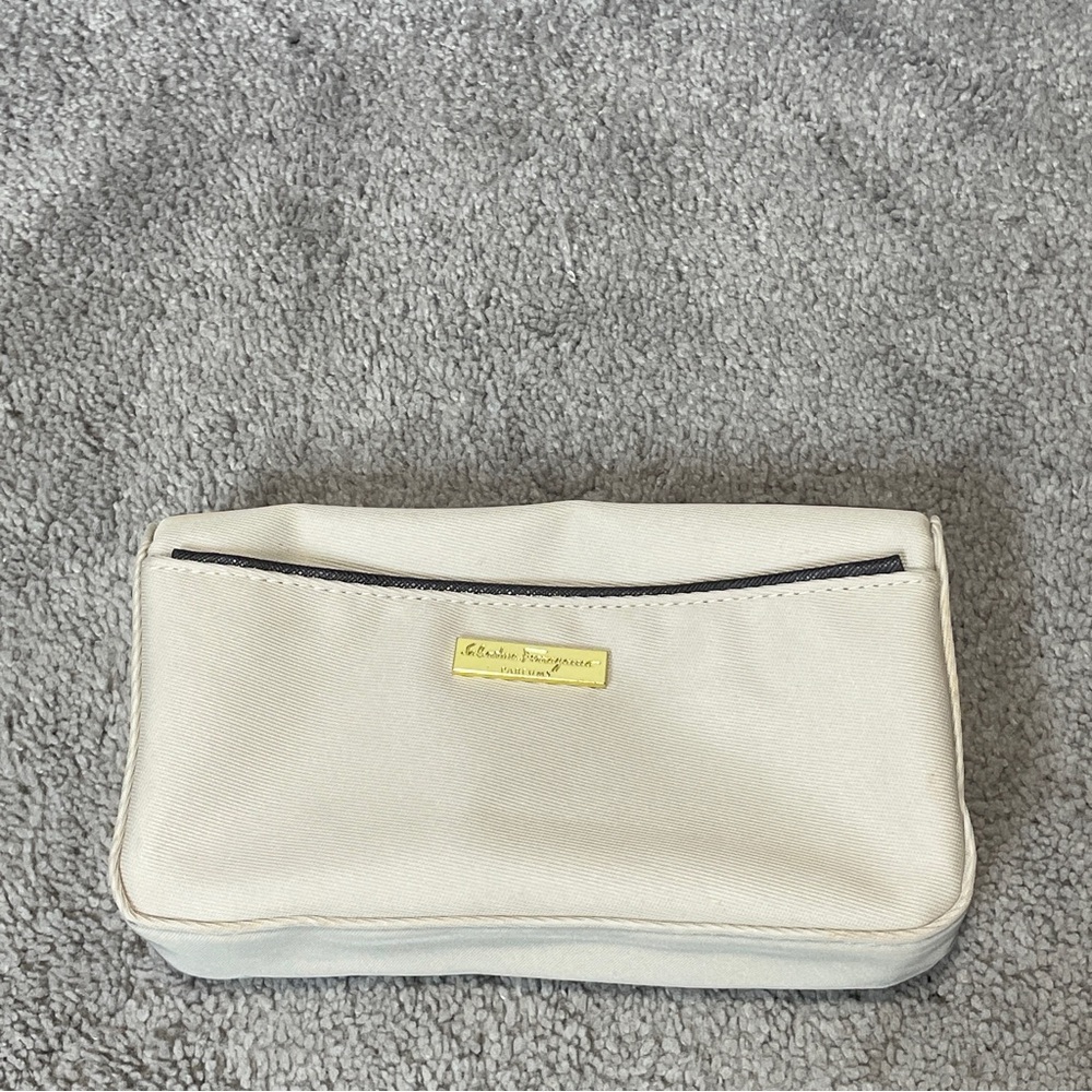 Salvatore Ferragamo Saudia Ivory Travel Cosmetic Bag